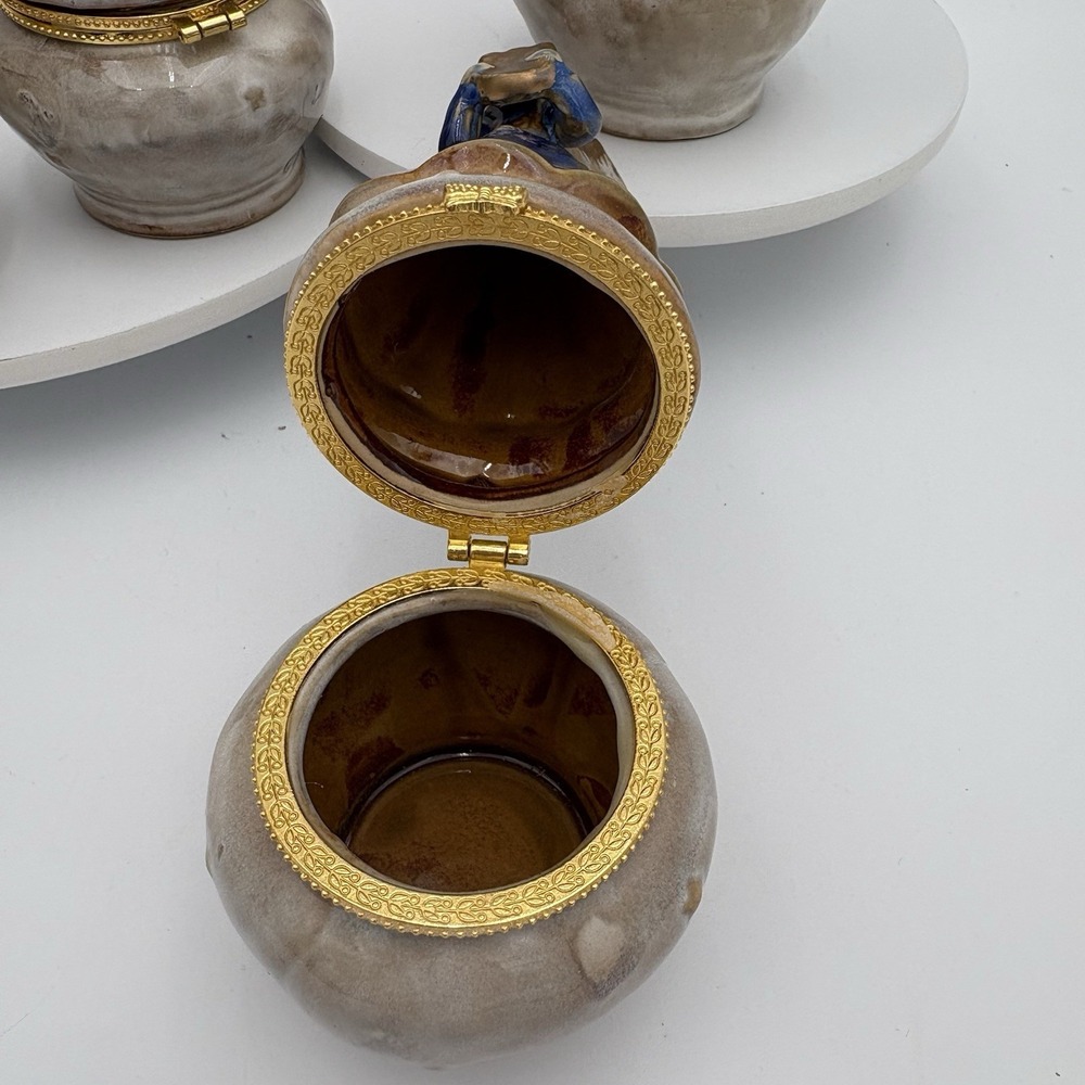 Set Of 4 Angel Trinket Box‎ with Instrument and Stars Hinged 6" Tall Vintage - Picture 9 of 15